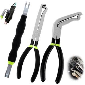 3PCS Electrical Disconnect Pliers Set,37960 Straight +37980 60 +13120 Electrical Disconnect Pliers for Cars,Carbon Steel Fuel Line Disconnect Tool Set, Connector Repairs for Mechanics and DIYers