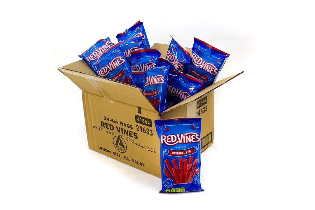 Red Vines Licorice Twists, Original Red Flavor, Soft & Chewy Candy, 4 Ounce (Pack of 24), Best Before: 2027/03/22