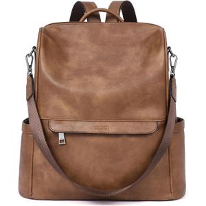 CLUCI Womens Backpack Purse PU Leather Anti-theft Fashion Designer Travel Bag Ladies Shoulder Bags | Purse, Fashion, Ladies, Shoulder Bags, Purse, Ladies (Top Zip-3 Brown)