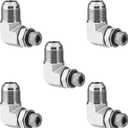 5 Pack 90 Degree Elbow Hydraulic Adapter Fittings: 3/4" JIC 37 Male x #8 SAE/ORB Male, Hydraulic Hose End Connectors with Protection Cover - 6801-12-08