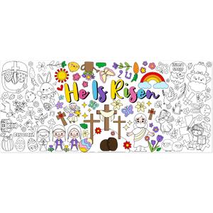 Easter He is Risen Giant Coloring Poster for Kids Huge Religious Theme Blank Paper Banner Large Coloring Table Cover for Classroom Home Party DIY Art Craft Activity Supplies Favor 55 x 23.6 in, Onesize