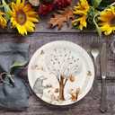 50PCS Animal Theme Paper Plates 7" Woodland Animal Party Plates Warm Yellow Forest Animals Mushroom Pattern Disposable Paper Plate for Wedding, Baby Shower, Birthday, Picnics