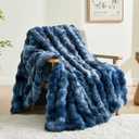 BEDELITE Faux Fur Throw Blanket for Couch, Decorative Tie-Dye Blue Plush Bubble Blanket - Super Soft & Cozy Fluffy Faux Rabbit Fur Blanket for Women Gift, 50x60 Inches