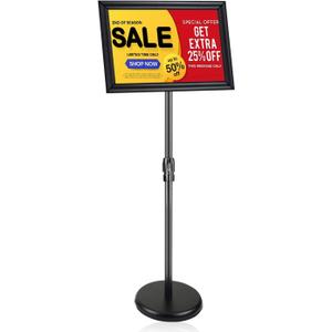 Sign Stands for Display, 8.5 x 11 InchesAdjustable Sign Holder Stand, Floor Sign Standing Display Snap Open Sign Frame for Vertical & Horizontal View Displayed Poster Holder (1 Pack Square)