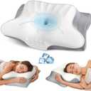 Cervical Neck Pillow for Pain Relief - Ergonomic Memory Foam Pillows for Sleeping, Cooling Side Sleeper Pillow for Neck Support, Contour Orthopedic Bed Pillow for Back Stomach Sleepers (White + Grey)
