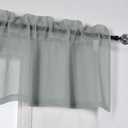 DUALIFE 2 Panels Grey Sheer Valance - Basement Semi Sheer Valances for Kitchen Window Dressing with Rod Pocket (Gray,52 by 18 Inches Long)