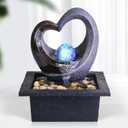Ferrisland Tabletop Water Fountain, Zen Meditation Indoor Waterfall Fountain, Fengshui Decoration with LED Light for Home Office Bedroom Relaxation Decor, Gift Ideas