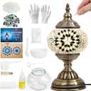 DIY Turkish Mosaic Lamp Kit, Stained Glass Table Lamp Making Kit- Easy and Fun, No Experience Needed, Mosaic Art & Craft Project Kits for Adults & Teens, Make Your Own Table Lamp,White
