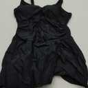 One Piece Swim Dress Swimsuits for Women Tummy Control Swimdress Skirt V Neck Bathing Suit (Large, Black)