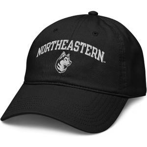 Northeastern Huskies Arch Over Logo Officially Licensed Adjustable Baseball Hat (One Size, Black)