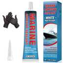 Marine Sealant, Permanent Marine Adhesive, Waterproof Bonding and Sealing, UV Resistant, Fast Cure, for Above and Below Waterline, Boats, Hulls, Deck and RV, White 3.38 oz