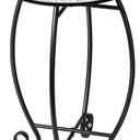 Side Table, 14" Round End Table, Unique Relief Ceramic Tile Tabletop with Metal Frame, Metal Scrollwork Accent Table, Coffee Tea Table Nightstand for Living Room, Bedroom, Indoor Outdoor Use (L4c1-natural Green)