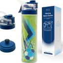 BOZ Champion 22 oz (650ml) Soccer-Themed Squeeze Water Bottle | Refreshing Mist Spray, Sturdy Insulated Design, Leak-Proof, Easy to Clean Sports Hydration Solution for Active Kids and Teens