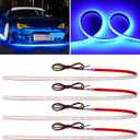 Blue Led Strip Lights,24inch 12V Car LED Strip Light IP68 Waterproof Cuttable for Car Motorcycles Boat Golf Cart Truck Cargo Home Decoration with Strong Nano Tape,(4PCS)
