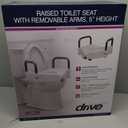 Drive Medical 2-in-1 Raised Toilet Seat with Removable Padded Arms
Raised Toilet Seat Offers Removable Padded Arms and Secure Locking Attachment for Standard Toilets and Safety