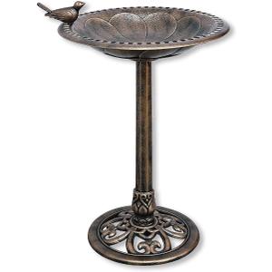 BACKYARD EXPRESSIONS PATIO  HOME  GARDEN 912449-WB Outdoor Garden Bird Bath- Bronze- Weather Resistant Polyresin-30 Inch-Backyard Expressions