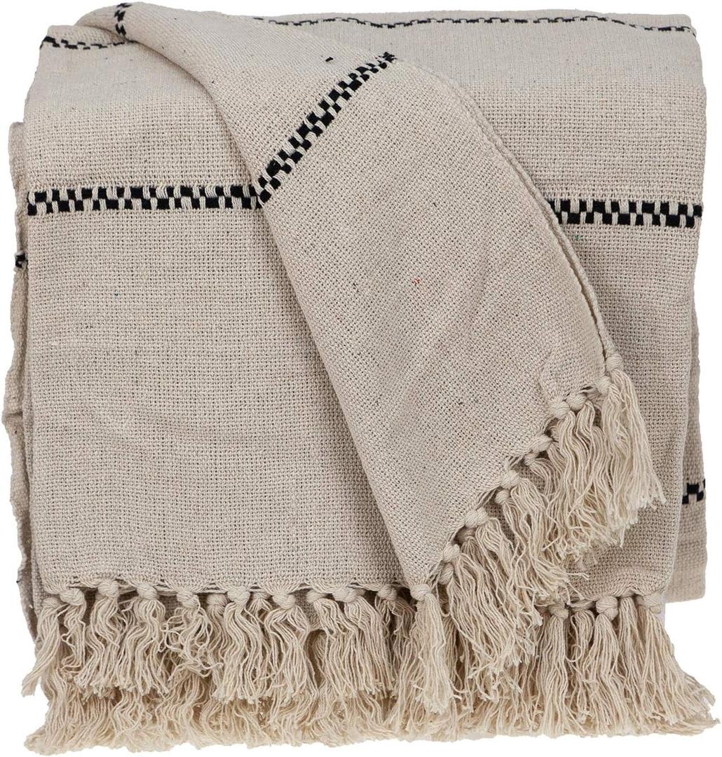 Parkland Collection Logan Casual Beige 52" x 67" Woven Handloom Throw Parkland Collection Logan Casual Beige 52" x 67" Woven Handloom Throw