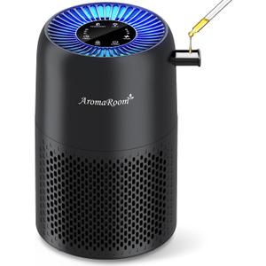 Air Purifiers for Home Bedroom, AromaRoom H13 HEPA Air Purifier Filter for Allergies, Pollen, Smoke, Dusts, Pets Dander, Odor, Hair, 22dB Quiet Air Cleaner for Room, Office, Dorm, AP100-B (Black)