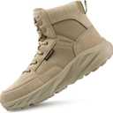 FREE SOLDIER Men's Durable Work Boots 6 Inches Lightweight Waterproof Hiking Boots Suede Leather Tactical Boots, 7.5 US