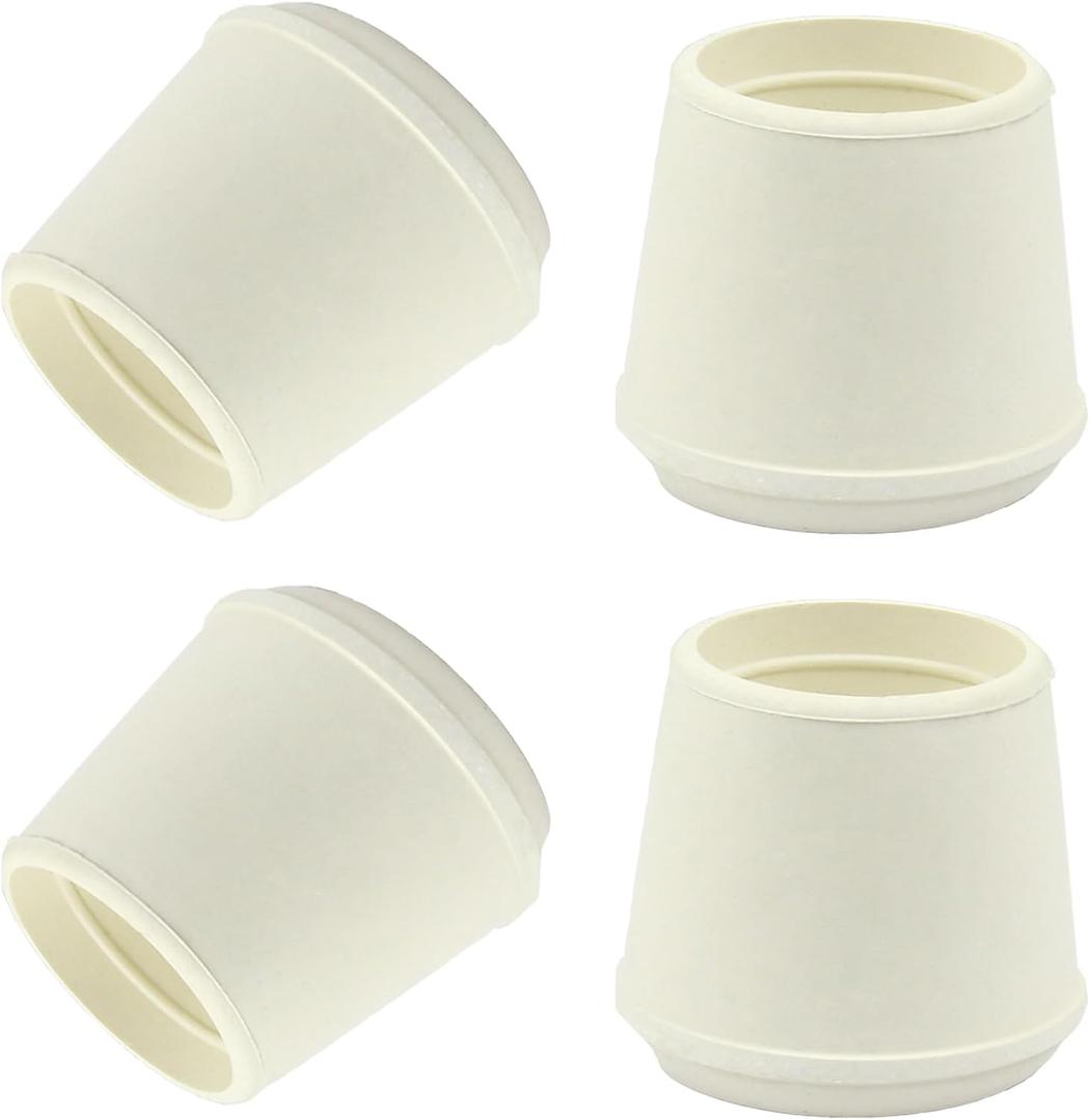 4pcs 1-1/2 Inch Round Chair Leg Tips Caps, Non-Slip Rubber Chair Leg Floor Protectors, White Furniture Leg Caps Fit for 1.45"-1.5" (37-38mm) Diameter Round Feet