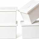 27 Quart Stackable Storage Bins with Lids - 4-Pack White 4XL Plastic Boxes with Handles, Dustproof & Insect-Proof Containers for Home, Kitchen, Office, Snacks, Toys, Tools & Books (white, 4XL)