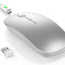 TECKNET Bluetooth Wireless Mouse, Rechargeable Silent Portable Computer Mouse, 6 Adjustable DPI, Dual Mode (Bluetooth 5.2/3.0 and 2.4G USB Receiver) for Laptop, iPad, MacBook, PC, Desktop, Android (silver)