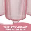 Fun Express Vintage Modern Pink Plastic Ribbed Highball Glasses (8 oz) 12 Pcs. - Perfect for Parties, Weddings, and Special Occasions (EXP 01/01/30)