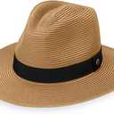 Wallaroo Hat Company Mens Palm Beach Fedora  UPF 50+ UV Sun Protection, Wide Brim Sun Hat, Packable Design, Adjustable Size (Large-X-Large, Camel)