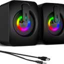 MELOGAGA RGB Computer Speakers, USB-Powered PC Speakers with 7-Color LED Backlight, 3.5mm Aux Compact Soundbar for Desktop, Laptop, Tablet  Crisp Audio & Space-Saving Design