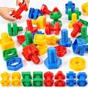 Bbiamsleep 40 Pcs Plastic Nuts and Bolts for Kids Fine Motor Skills(Random)