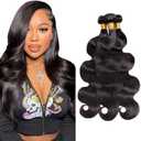 1B Human Hair Bundles 1B Body Wave Bundles Brazilian Virgin 20 22 24 Inch Natural Black Body Wave Bundle Human Hair Extensions 50 Gram Per Bundle