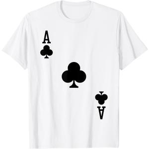 Ace of Clubs Costume T-Shirt Halloween Deck of Cards T-Shirt (White, M)
