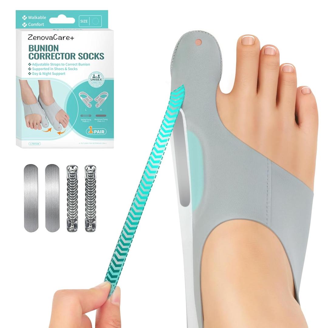Bunion Corrector for Men & WomenAdjust Big Toe Sleeve Day & Night Toe Separator Alignment &Bunion Fix Instant Pain Relief, Breathable Foot Sleeve for Post-Workout Support (1 Pair, Gray) (Medium)