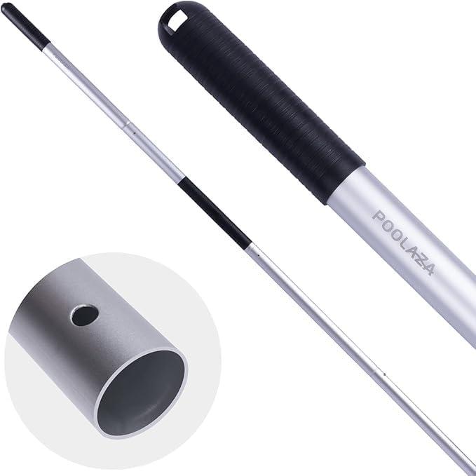 POOLAZA Pool Pole DualHandle, Anodized Aluminum Pool Skimmer Pole, Detachable & Telescopic Pool Pole Up to 10.5 Ft, Portble Pool Poles for Cleaning Suitable for Pool Skimmer, Vacuum Head, Brush Etc.