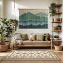 laddawan Extra Large Macrame Wall Hanging Dip-Dyed Tapestry Modern Wooden Home Wall Art For Living room Boho Handmade Wall Decor For Bedroom (Green), 57.4"L x 37.4"W