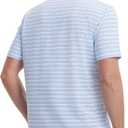 Rouen Men's Polo Shirts Short Sleeve Dry Fit Performance Wicking Moisture Causal Striped Collared Golf Shirts for Men (Blue, S)