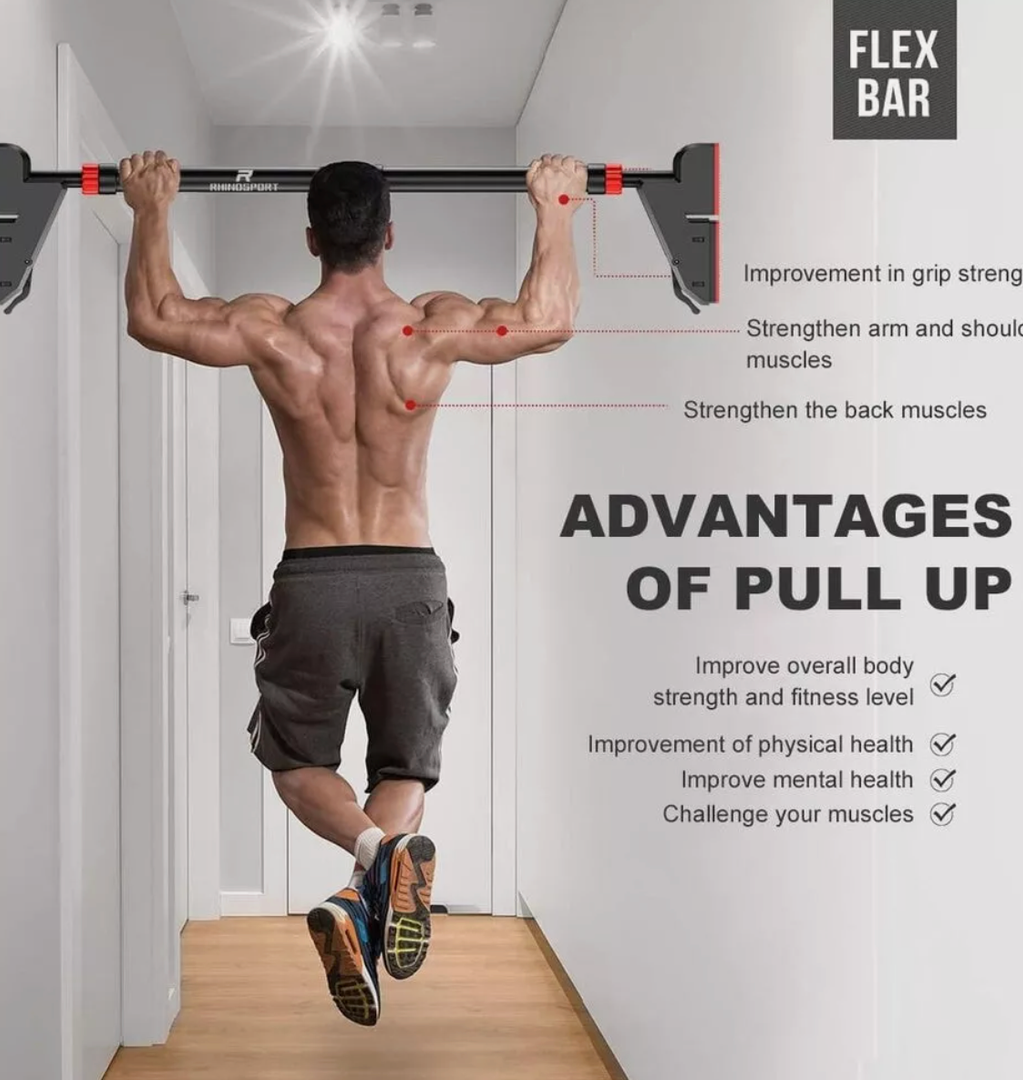 RHINOSPORT Pull Up Bar for Doorway - Upgraded Model P6 - 76-95 cm - RRP