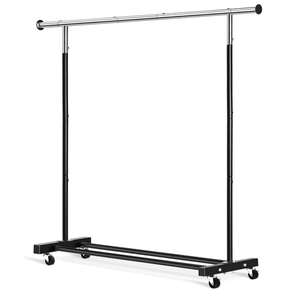 VICERII Clothing Rack, 55.51 Inch Heavy Duty Clothes Rack Rolling Garment Rack with Wheels and Bottom Shelf, 130LB Capacity Clothes Racks for Hanging Clothes, Coats, Shirts, Sweaters, Skirts, Black (Incomplete)