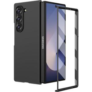 Ruky for Galaxy Z-Fold-6-Case, with Built-in Screen Protector Full Body Cover, [Not for Z Fold 5] Support Wireless Charging Hard PC Shockproof Protective Case for Samsung Galaxy Z Fold 6, Black