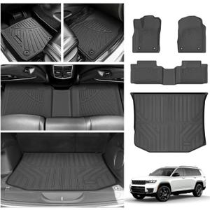 Floor Mats for Jeep Grand Cherokee 2016-2021/Grand Cherokee WK 2022 2023 (Non L), All Weather Cargo Liner for Grand Cherokee Accessories, Heavy Duty Car Mats, Car Accessories