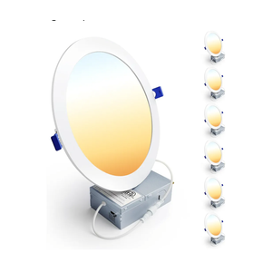 Ensenior 6 Pack 8 Inch LED Recessed Light, Dimmable, 2700K-5000K 5CCT, 1600LM High Brightness, 18W 120V, Damp Rated, Ultra-Thin Canless Wafer Light - ETL & FCC & IC