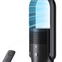U ULTTY Bladeless Tower Fan and Air Purifier in one, Quiet Tower Fan with Remote, Touch, 9 Speeds, 8H Timer, HEPA Filter 99.97%, 90¬∞ Oscillation Fans, Floor Fans Powerful for Home Office Room, Black