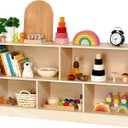 Leeshyah Wooden Toy Shelf for Kids, Montessori Book & Toy Organizer with Open Shelving, 5-Section Customizable Layout for Kids Room, Playroom & Classroom (Natural)