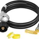 5 FT Propane Adapter Hose with Regulator for Blackstone 17/22-inch Griddle, Gas Grill Regulator and hose with 90 Degree Elbow Adapter for blackstone 5471 Griddle, QCC1 Inlet, CSA Certified
