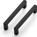 JOY DECOR Cabinet Handles, Black Cabinet Pulls, 2 Pack Kitchen Closet Handles 5 Inch, Square Drawer Pulls Stainless Steel Drawer Hardware, 128mm Hole Centers
