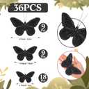 Chuangdi Feather Butterfly Decorations 36 Pcs Black 3size Monarch Wall & Party Decor for Wedding, DIY Crafts Lightweight Artificial Feather Butterflies for Home Indoor Outdoor