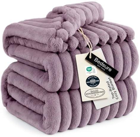 Bedsure GentleSoft Light Purple Fleece Blanket for Couch - Cozy Soft Blankets for Women, Cute Small Throws for Girls, 90x90 Inches