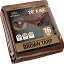 ATERET 20' x 40' Super Heavy Duty 16 Mil Brown Poly Tarp Cover - UV Resistant, Thick Waterproof, Rip and Tear Proof Tarpaulin with Grommets and Reinforced Edges