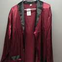 SWOMOG Men's Satin Robe with Pants Set Silky Kimono Bathrobe Lightweight Soft Sleepwear Loungewear (X-Large, Dark Red)