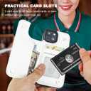 ONETOP for iPhone 15 Wallet Case with Card Holder, 360 Rotation Ring Kickstand RFID Blocking PU Leather Double Magnetic Clasp Shockproof Cover for Women and Girls 6.1 Inch (White)
